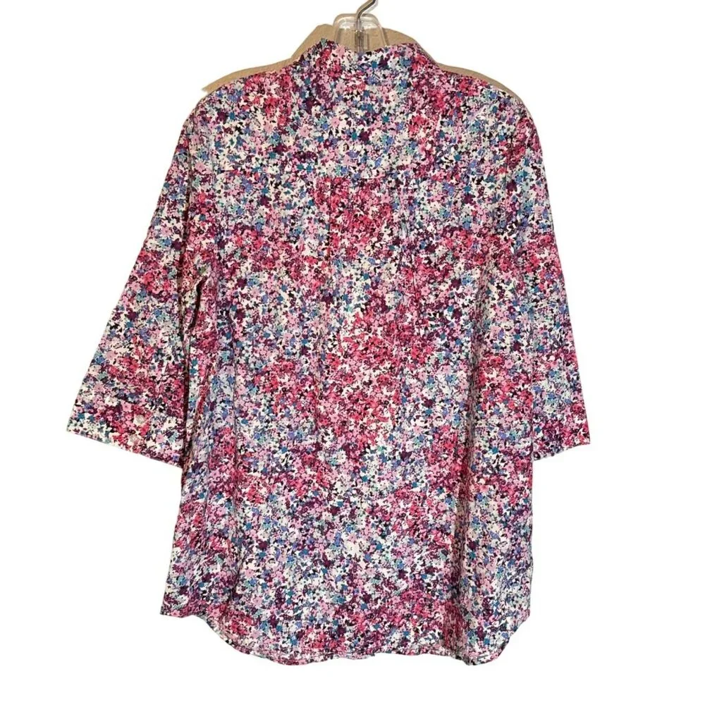 Roamans Womens Floral Tunic Top 14W 3/4 Sleeve Cotton/Poly Blend women blouse. - Picture 11 of 12